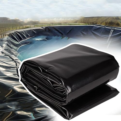 yurstcggh Schwarz HDPE Teichfolien Schwerlast,Gartenteich Teichplane,Teichmembran,Schwarz Wasserdicht Fischteichfolie,Wassergarten Fisch Teichmembran,Für Kleine Teiche 12×15m Dicke:0,2mm von yurstcggh