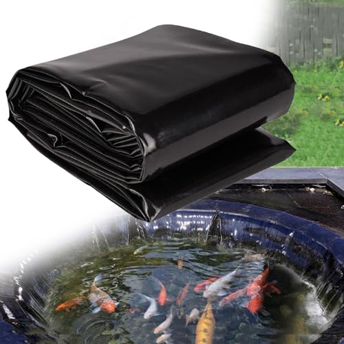 yurstcggh Schwarz HDPE Teichfolien Schwerlast,Gartenteich Teichplane,Teichmembran,Schwarz Wasserdicht Fischteichfolie,Wassergarten Fisch Teichmembran,Für Kleine Teiche 3×9m Dicke:0,2mm von yurstcggh