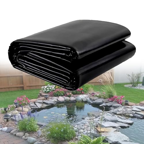 yurstcggh Schwarz Wasserdicht Fischteichfoli,Wassergarten Fisch Teichmembran,eichfolien schwerlast,Gartenpoolmembran,Teichplane,Flexible Teichfolie,Fischteiche 6×15m Dicke:0,2mm von yurstcggh