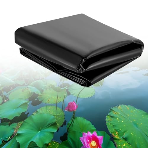 yurstcggh Teichfolie,Schwarz HDPE Teichfolien Schwerlast,Flexible Teichfolie,Wassergarten Fisch Teichmembran,Schwarz Teichplane,große Fischteichfolie,Schwarz Wasserdicht 2×14m Dicke:0,2mm von yurstcggh