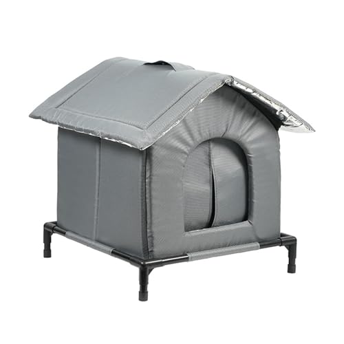 yuwqqoajv Isolierter Katzenunterstand für draußen, Warmer Katzenunterstand, höhenvergrößernde Halterung, geteilter Türvorhang, für Katzen, einfach, grau yuwqqoajv Isolierter Katzenunterstand für draußen, Warmer Katzenunterstand, höhenvergrößernde Halterung, geteilter Türvorhang, für Katzen, einfach, grau von yuwqqoajv