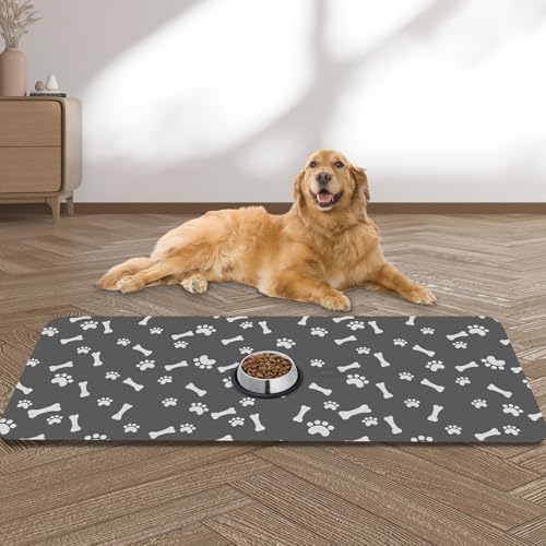 Hundefuttermatte, extra groß, 100 x 80 cm, saugfähige Hundematte für Futter und Wasser, rutschfeste Katzennapfmatte, keine Flecken, schnell trocknend, für Haustierwasserspender, Haustierbedarf für von yuzshin