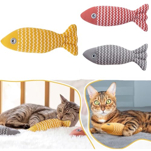 ywkiyrs Katzenminze-Fischspielzeug für Katzen, interaktiv, Kratz-, Kau-, Zähneknirschkissen, Reinigung, stoßfest, für Kätzchen, Spielzeug zur Linderung von Langeweile, für Indoor-Katzen (3 Stück) ywkiyrs Katzenminze-Fischspielzeug für Katzen, interaktiv, Kratz-, Kau-, Zähneknirschkissen, Reinigung, stoßfest, für Kätzchen, Spielzeug zur Linderung von Langeweile, für Indoor-Katzen (3 Stück) von ywkiyrs