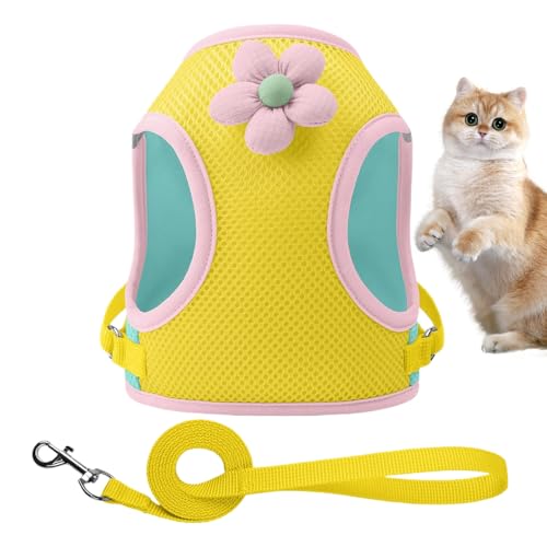 yybng Hundegeschirr Mit Halsband - Reflektierendes Hundegeschirr,Atmungsaktive Cartoon Welpen-Ausrüstung Für Outdoor Spaziergänge Training Reisen Nachtwanderungen Park Täglicher Gebrauch von yybng