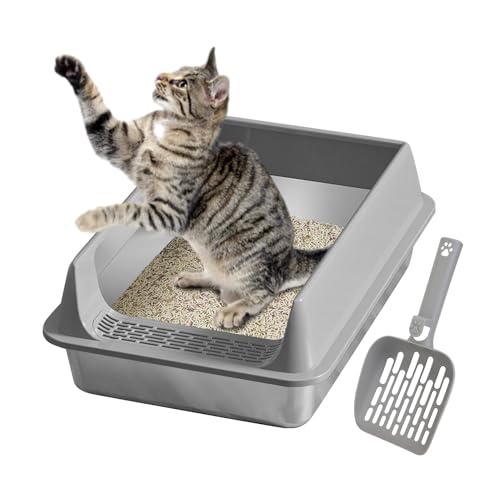 yybng Katzenklo, Hochwand Katzenklo mit Schaufel, Antihaft Katzentoilette Zubehör für Große Mittelkleine Katzen Wohnung Garten Balkon von yybng
