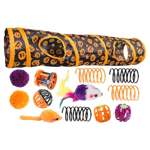 Katzenspielzeug-Set Mit Tunnel,Katzentunnel Mit Spielzeug | Zusammenklappbare Halloween-Peekaboo-Höhlen-Katzenröhren | Aktivitätscenter Mit Kürbismuster Für Kleintiere, Kätzchen Und Katzen Katzenspielzeug-Set Mit Tunnel,Katzentunnel Mit Spielzeug | Zusammenklappbare Halloween-Peekaboo-Höhlen-Katzenröhren | Aktivitätscenter Mit Kürbismuster Für Kleintiere, Kätzchen Und Katzen von yztju