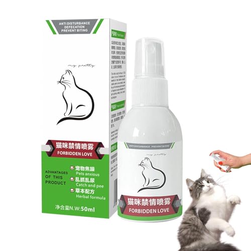 Natürliches Beruhigungsspray für Katzen – Stressabbau-Spray für Katzen, lindert Angstgefühle, Hauskatzen-Spray während der Estrus-Periode, kein Drogen, um das Heulen und Urinieren der Katze zu von yztju