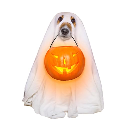 hallowween Haustierkostüm, Umhang mit Geister-Design, weicher Stoff, atmungsaktiv, Cosplay-Outfit, gruseliges Partykleid, Foto-Requisiten für Haustiere, festliches Outdoor-Design, festliche von yztju