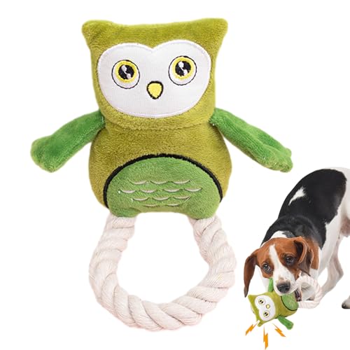 yztju Quietschspielzeug Für Hunde, Eulen-Plüsch-Hundespielzeug - Interaktives Spielzeug Weichem Plüsch Mit Quietschendem Haustier | Langlebiges Interaktives Kauspielzeug Für Welpen, von yztju