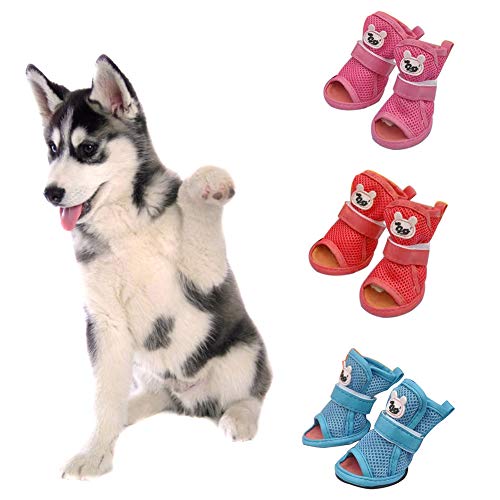 zNLIgHT 4 Stück Fashion Sommer weich atmungsaktiv Anti-Rutsch-Sandalen Hunde Welpen Stiefel – Blau 5# * von zNLIgHT