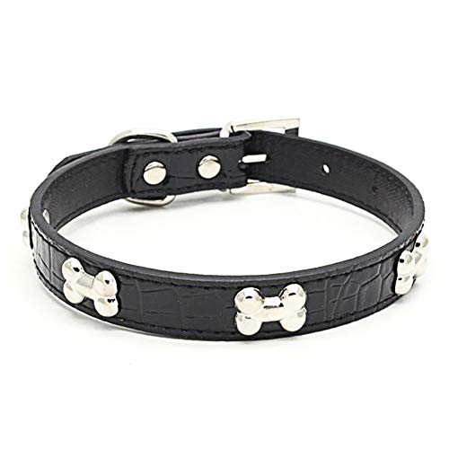 zNLIgHT Halsband für kleine Hunde und Welpen, aus Kunstleder, leicht zu tragen, Größe L, Schwarz von zNLIgHT