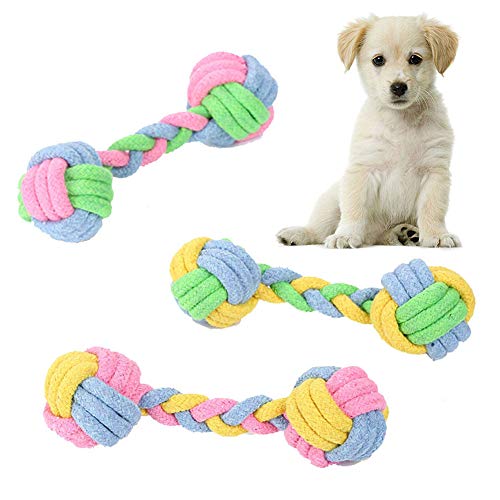 zNLIgHT Kauspielzeug für Hunde und Welpen, aus Baumwollseil, doppelter Knoten, geflochtener Knochen, Trainingsspielzeug, zufällige Farbe von zNLIgHT