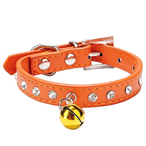 zNLIgHT Verstellbares Halsband für Hunde mit Kristall-Strassapplikation, Kunstleder, Orange, XS von zNLIgHT