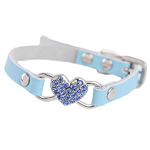 zNLIgHT Verwendung für Haustier Hund Katze Welpe Strass Herz Verstellbarer Kragen Halskette Schnalle Umhängeband - Blau + Blau XS von zNLIgHT