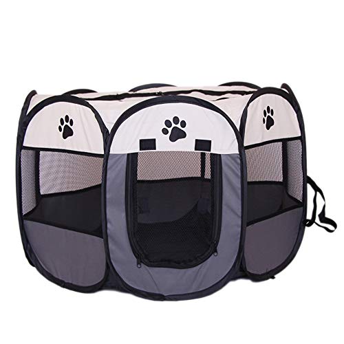 zNLIgHT Verwendung für Haustier-faltende Kiste-Oxford-Stoff-Zaun Dog Cat Kennel Playpens Puppy Exercise Cage - Beige + Grau S von zNLIgHT