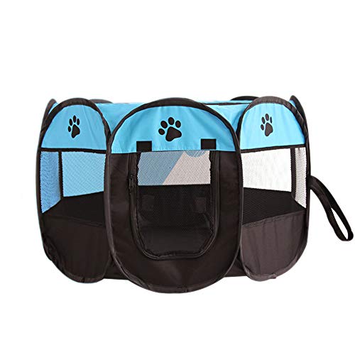zNLIgHT Verwendung für Haustier-faltende Kiste-Oxford-Stoff-Zaun Dog Cat Kennel Playpens Puppy Exercise Cage - Blau + Schwarz M von zNLIgHT