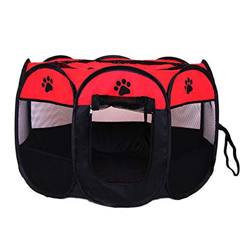 zNLIgHT Verwendung für Haustier-faltende Kiste-Oxford-Stoff-Zaun Dog Cat Kennel Playpens Puppy Exercise Cage - Rot + Schwarz S von zNLIgHT