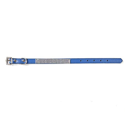 zNLIgHT Verwendung für Strass Hund Chihuahua verstellbare Kunstleder weichen Welpenhalsband - Blau M von zNLIgHT