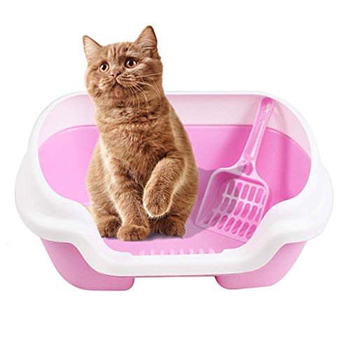 zaizai Große Katzentoilette mit Rand, spritzwassergeschützte Katzentoilette mit Abnehmbarer Schaufel Katzentoilette Leicht zu reinigen 40 * 30 * 20 cm, von zaizai