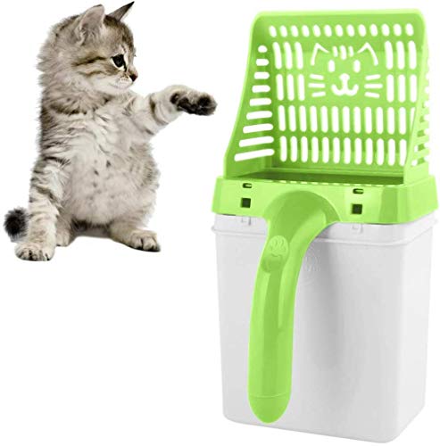 zaizai Katzenstreuschaufel und 2-in-1-Mülleimer, nützliches Reinigungswerkzeug für Haustiere mit Müllsack, Katzenstreusandreinigung (2-Farben-Option) von zaizai