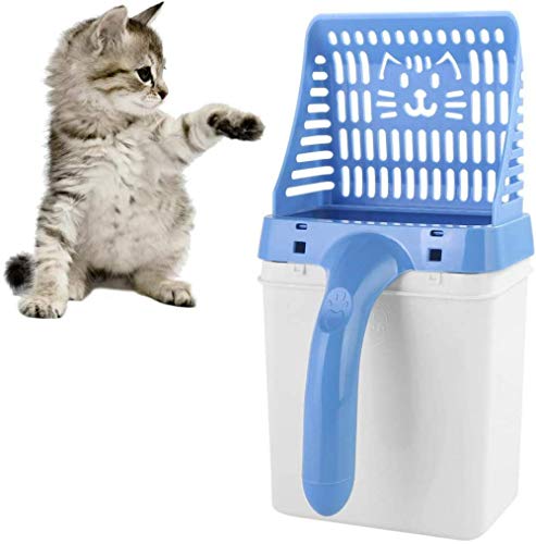 zaizai Katzenstreuschaufel und 2-in-1-Mülleimer, nützliches Reinigungswerkzeug für Haustiere mit Müllsack, Katzenstreusandreinigung (2-Farben-Option) von zaizai