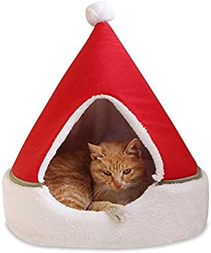 zaizai Katzenzelt Höhlenbett Haus Winter warm Bequem Dreieck Weihnachten Haustiere Haus Warm Katzenbett Haustierbedarf (Grün) von zaizai