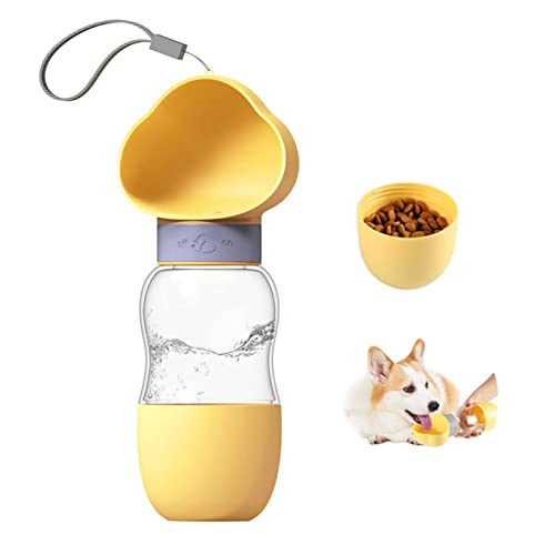 zalati Hund Wasserflasche 2-in-1 Portable Hund Wasser-Futterspender Container Futterschüssel für Wandern Reisen zu gehen 12,7oz von zalati