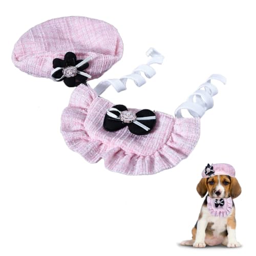Haustier-Geburtstagsmütze, Schal, Mütze, Prinzessinnen-Kostüm für kleine Katzen, Hunde, rosa Katzen-Outfit für Geburtstagsdekorationen, Haustier-Partyzubehör von zaoalife