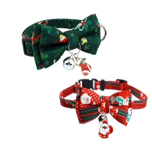 zaoalife Katzenhalsband, Weihnachts-Katzenhalsband, Breakaway-Kätzchen-Halsband mit Glocke und Katzenfliege, Urlaubsfeier, Katzenhalsband, Größe verstellbar von 17,8 cm - 27,9 cm, 2 Stück zaoalife Katzenhalsband, Weihnachts-Katzenhalsband, Breakaway-Kätzchen-Halsband mit Glocke und Katzenfliege, Urlaubsfeier, Katzenhalsband, Größe verstellbar von 17,8 cm - 27,9 cm, 2 Stück von zaoalife