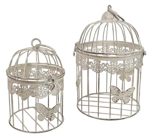 Deko Vogelkäfig Dekokäfig 2er-Set Schmetterling Nostalgie Antik-Stil Weiß Deko Vogelkäfig Dekokäfig 2er-Set Schmetterling Nostalgie Antik-Stil Weiß von zeitzone