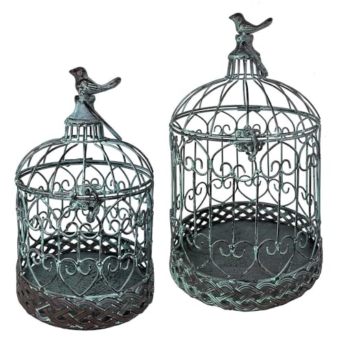 Deko Vogelkäfig Dekokäfig 2er-Set Vogel Nostalgie Antik-Stil Grün Grau Vintage Deko Vogelkäfig Dekokäfig 2er-Set Vogel Nostalgie Antik-Stil Grün Grau Vintage von zeitzone