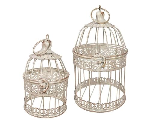 Deko Vogelkäfig Dekokäfig Set 2 Käfige Nostalgie Voliere Antik-Stil Weiß Deko Vogelkäfig Dekokäfig Set 2 Käfige Nostalgie Voliere Antik-Stil Weiß von zeitzone