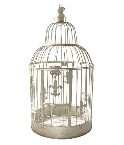 Deko Vogelkäfig Lilie Nostalgie Voliere Landhausstil Antik-Weiß 38cm von zeitzone