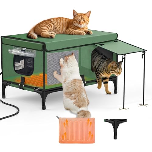 zenicham Beheiztes Katzenhaus für den Außenbereich mit Auspuffklappe, isoliert, wetterfest, abnehmbar und mit Krallen, ideal für Straßen- und Scheunenkatzen. zenicham Beheiztes Katzenhaus für den Außenbereich mit Auspuffklappe, isoliert, wetterfest, abnehmbar und mit Krallen, ideal für Straßen- und Scheunenkatzen. von zenicham