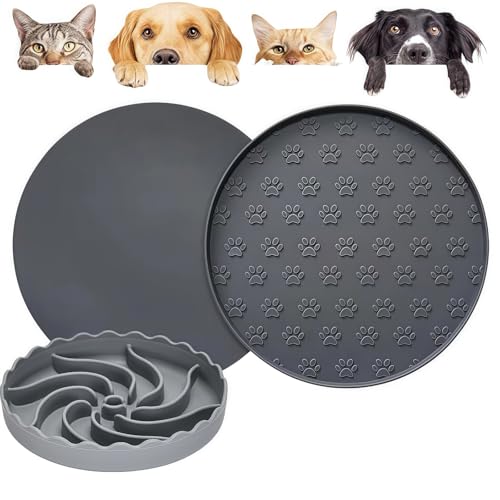 Napfunterlage Hund Katzen Set 2 Silikon Unterlage mit Anti-Schling Napf, wasserdicht rutschfest spülmaschinenfest, Fressnapf Unterlage mit Rand für Hundenapf Unterlage Futterplatz Zuhause Reisen von zeostmont