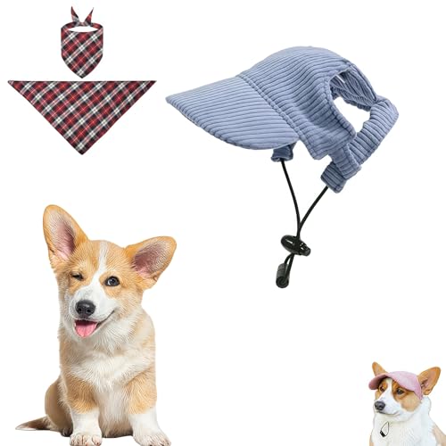 Schwarz-Weiß Sonnenhut, Sonnenschutz Hut, Baseballhut, Helm, Zubehör, Sonnenschutz, Dog Baseball Cap, Kappe, Mit 1 Sonnencreme Schal (Blau, M) von zeostmont