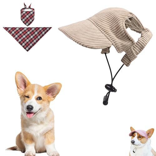Schwarz-Weiß Sonnenhut, Sonnenschutz Hut, Baseballhut, Helm, Zubehör, Sonnenschutz, Dog Baseball Cap, Kappe, Mit 1 Sonnencreme Schal (Khaki, M) von zeostmont