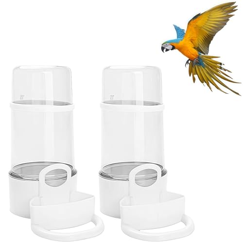 Vogeltränke 2 Stück 415ml, automatischer Wasserspender für Vögel, geeignet für Wellensittich, Nymphensittich, Kanarienvogel, Papagei, Vogelkäfig Zubehör (2Weiß, 415ml) von zeostmont
