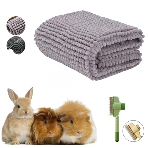 zeostmont Kleintier Unterlage 60×40cm – Waschbare Meerschweinchen Käfig Einlagen & Kaninchenmatte Wiederverwendbar, Weiche Käfigmatte mit Gratis Fellbürste für kleine Haustiere(Dunkelgrau) von zeostmont