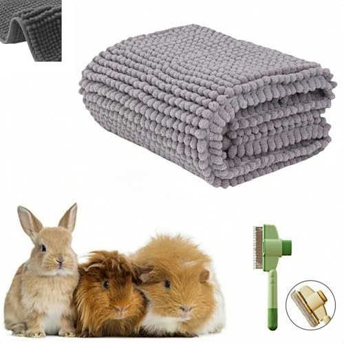 zeostmont Kleintier Unterlage 60×40cm – Waschbare Meerschweinchen Käfig Einlagen & Kaninchenmatte Wiederverwendbar, Weiche Käfigmatte mit Gratis Fellbürste für kleine Haustiere(Hellgrau) von zeostmont