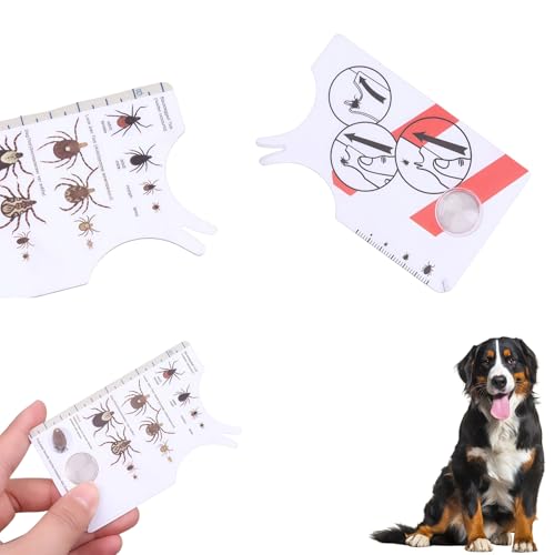zeostmont Zeckenkarte 2 Stück mit Lupe, Zeckenentferner für Menschen und Haustiere, Tick Removal Tool zur sicheren Zeckenentfernung bei Hunden, Katzen, Kindern Ideal für Outdoor & Reisen von zeostmont