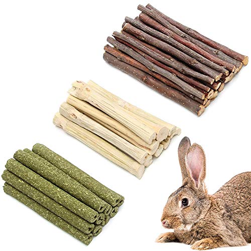 Hamster Kauspielzeug Set, 3 Arten Kaninchen süßer Bambus, Hasen Kauen Molar Spielzeug, Hamster Kauenspielzeug, für Häschen Hamster Chinchillas Meerschweinchen Rennmäuse Kauen (300g) von Yhuasia