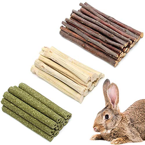 Yhuasia Hamster Kauspielzeug Set, 3 Arten Kaninchen süßer Bambus, Hasen Kauen Molar Spielzeug, Hamster Kauenspielzeug, für Häschen Hamster Chinchillas Meerschweinchen Rennmäuse Kauen (300g) von Yhuasia