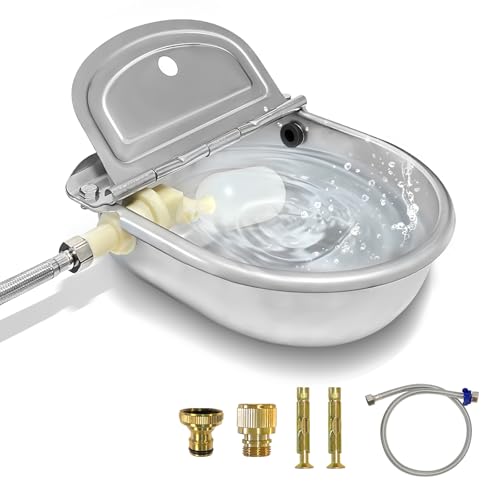 Automatischer Wassernapf für Hunde, 3 l, automatischer Wassernapf für Pferde, mit Schwimmerventil, 304 Edelstahl, automatisches Nutztier-Wassernapf-Set für Kuh, Schwein, Ente, Huhn, Schaf von zhaoan