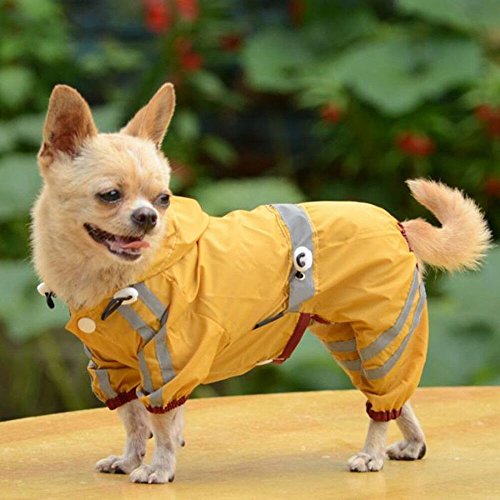 zhbotaolang Einschicht Reflektierende Hunde Regenmantel wasserdichte Jacke Reflektierende Sicherheit Hund Kleidung Haustier Regenmantel(Gelb M) von zhbotaolang