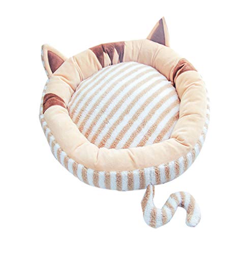 zhbotaolang Haustier Kreative Weiche Bett Matte - Rundes Schlafendes Nest des Katzen Hundes(Braun/M:Durchmesser 65cm) von zhbotaolang