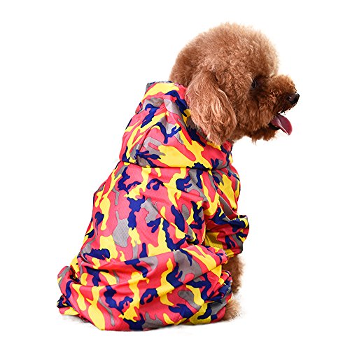 zhbotaolang Tarnung Hunderegenmantel Beiläufige Jacke Haustier Kleidung XS-XL(Rot) von zhbotaolang