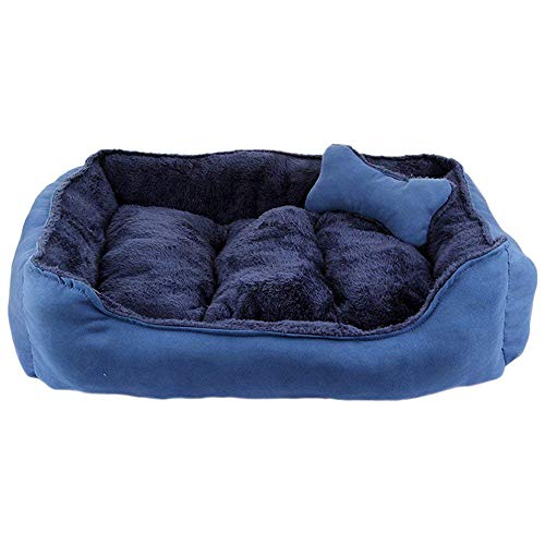 Hundebetten für kleine Hunde, mittelgroße Haustiere, große Katzen, waschbar, abnehmbar, S M (M: 60 x 50 cm, blau) von zhenghewyh
