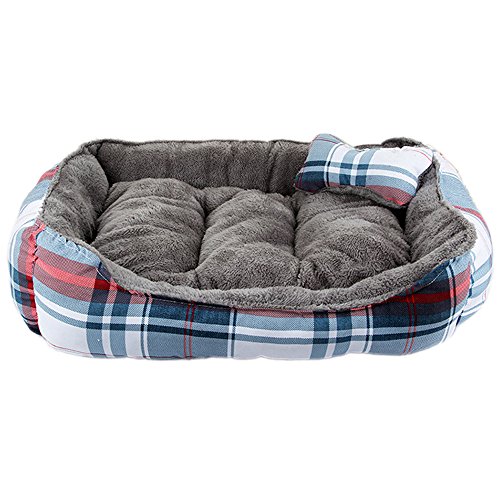 zhenghewyh Hundebett Mittelgroße Hunde Kleine Katzenbett Waschbar Hundekorb S M Kissen Abnehmbarer (M:60 * 50 cm, Streifen) von zhenghewyh