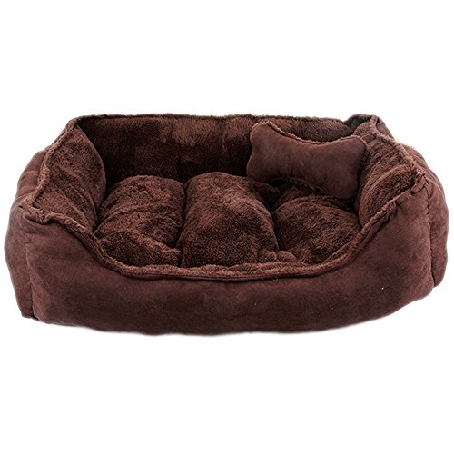 zhenghewyh Hundebett Mittelgroße Hunde Kleine Katzenbett Waschbar Hundekorb S M Kissen Abnehmbarer (M:60 * 50 cm, braun) von zhenghewyh